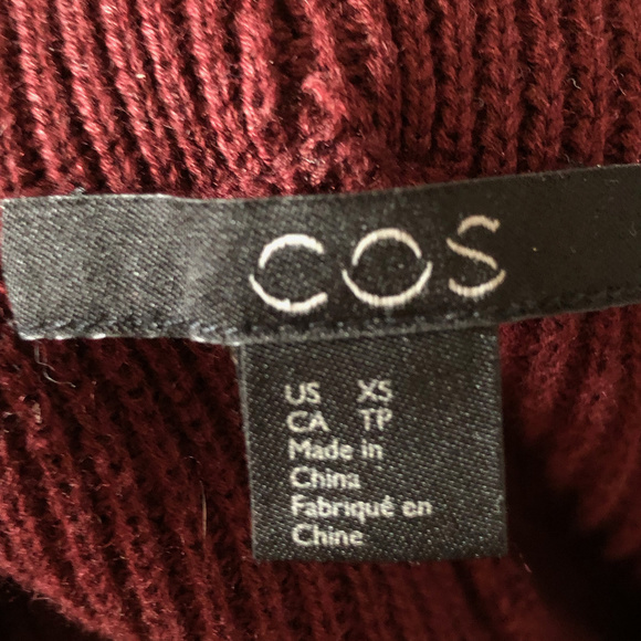 COS knitted wide leg pants in wine - Picture 3 of 4